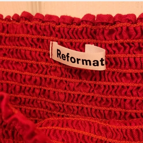 Reformation Cerise Linen Off Shoulder Mini Dress S - Picture 4 of 5